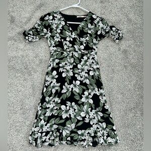 Floral Black and White Dress